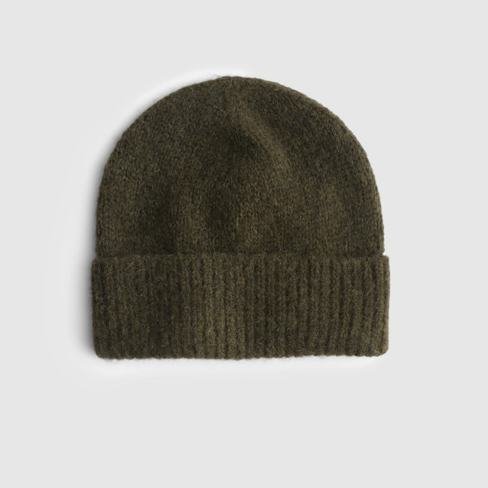 NWT Madewell Cuffed Beanie in Alpaca Blend Olive Green
